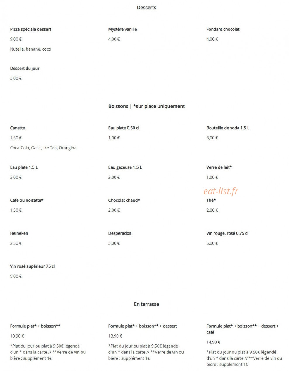 L'Oustaou de la pizza — carte page 7