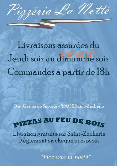 pizzéria La Notté — carte page 1