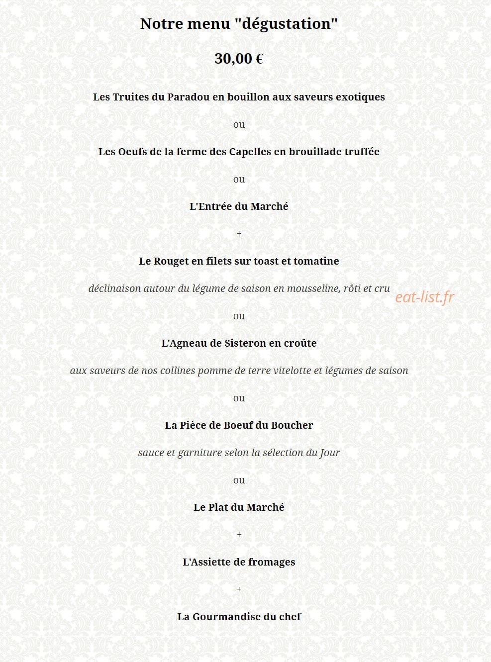 Le Castel Fleuri — carte page 1