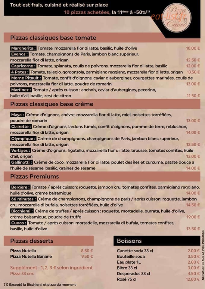 Pizza del cuoco — carte page 2