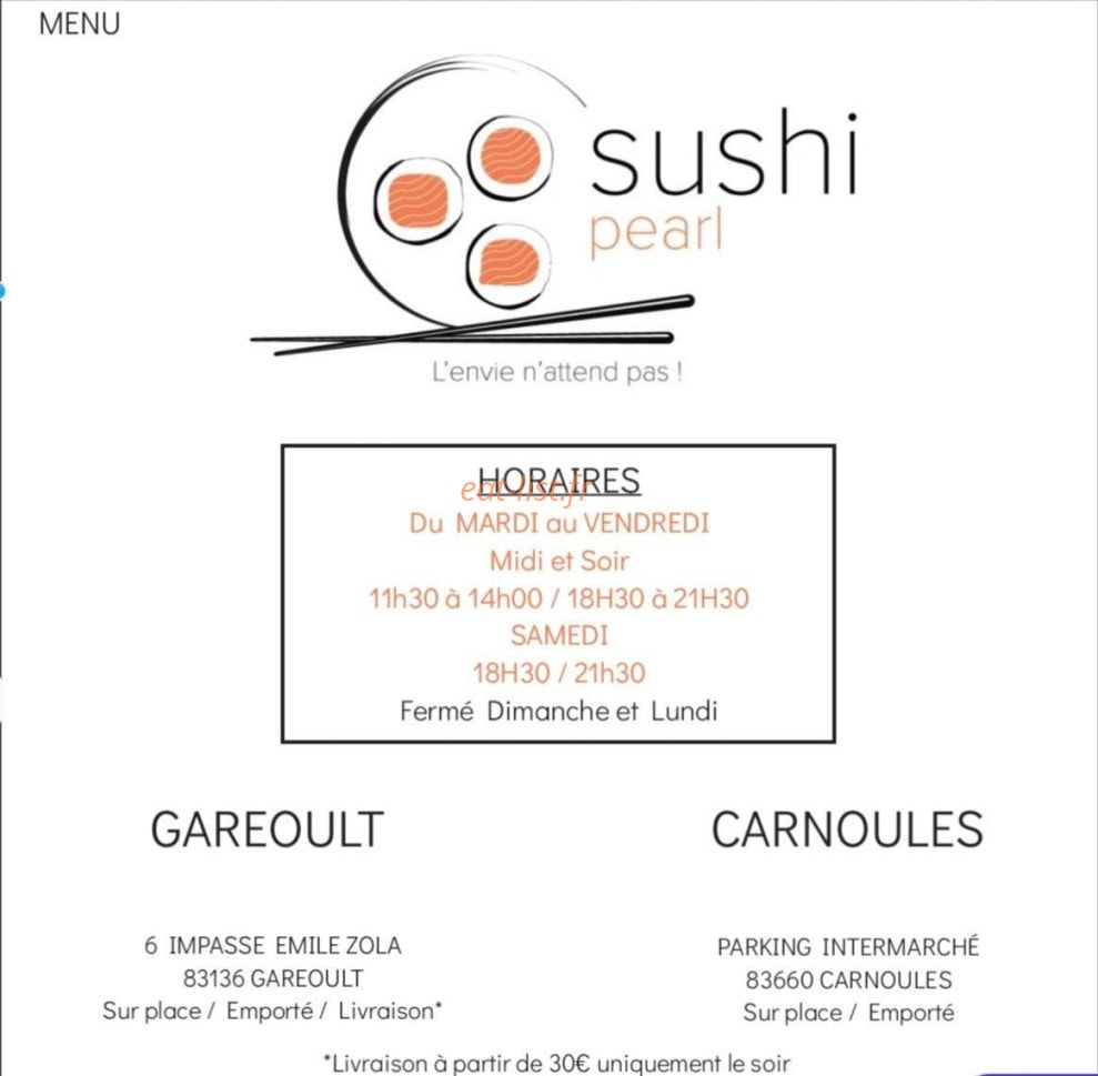 Sushi Pearl — carte page 1