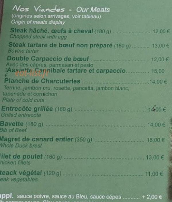 Café de l'Europe — carte page 2