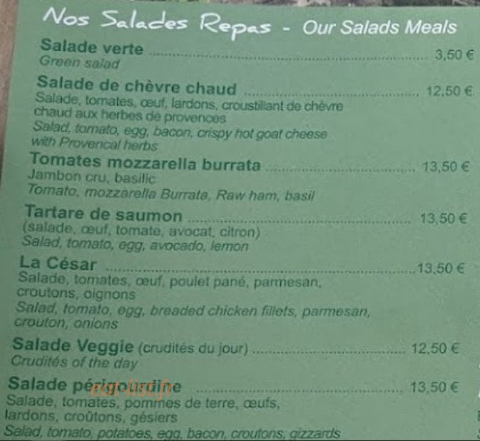 Café de l'Europe — carte page 1
