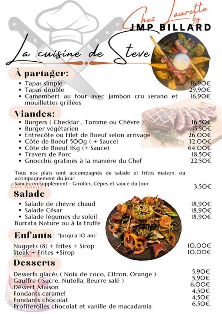 JMP Billard - Chez Laurette — carte page 1