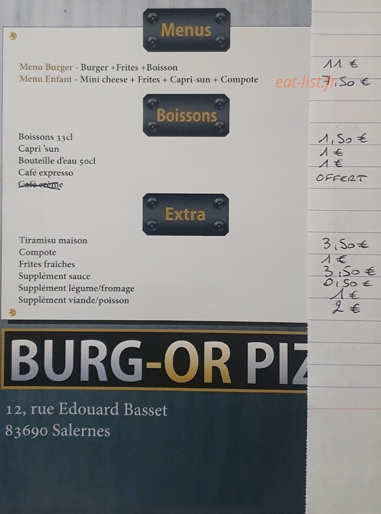 Burg- or pizz — carte page 2
