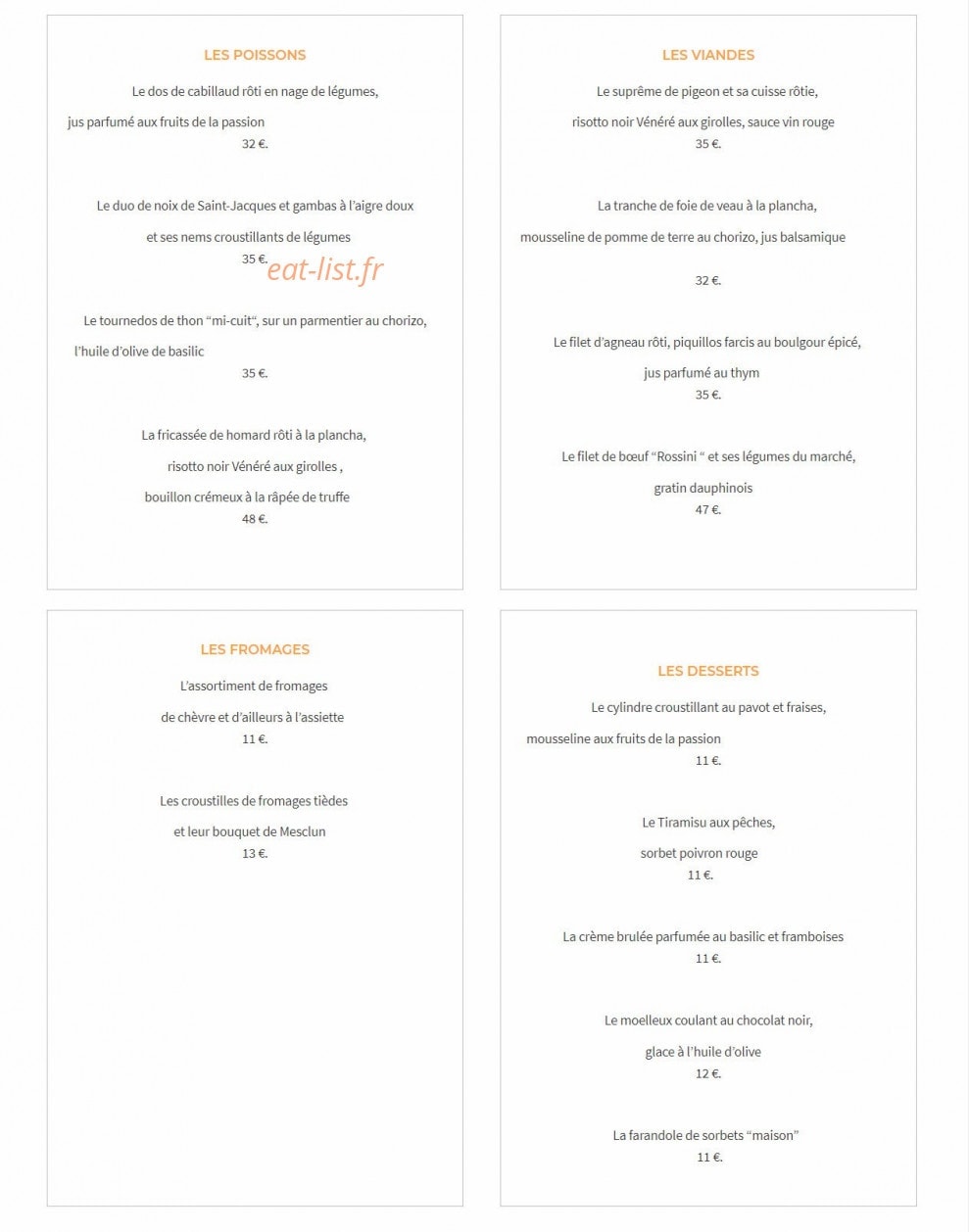 La Table — carte page 2