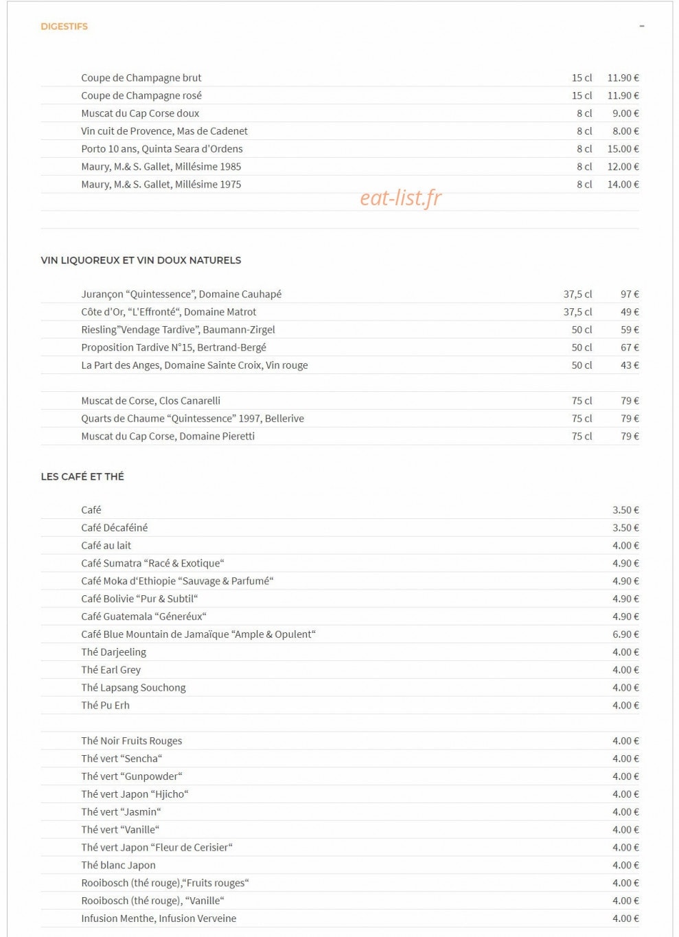 La Table — carte page 9