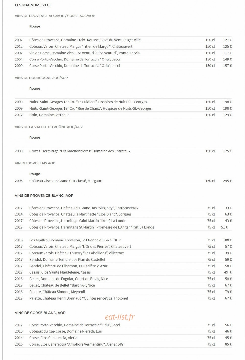 La Table — carte page 6