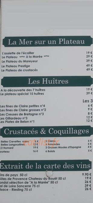 A la Marée — carte page 1