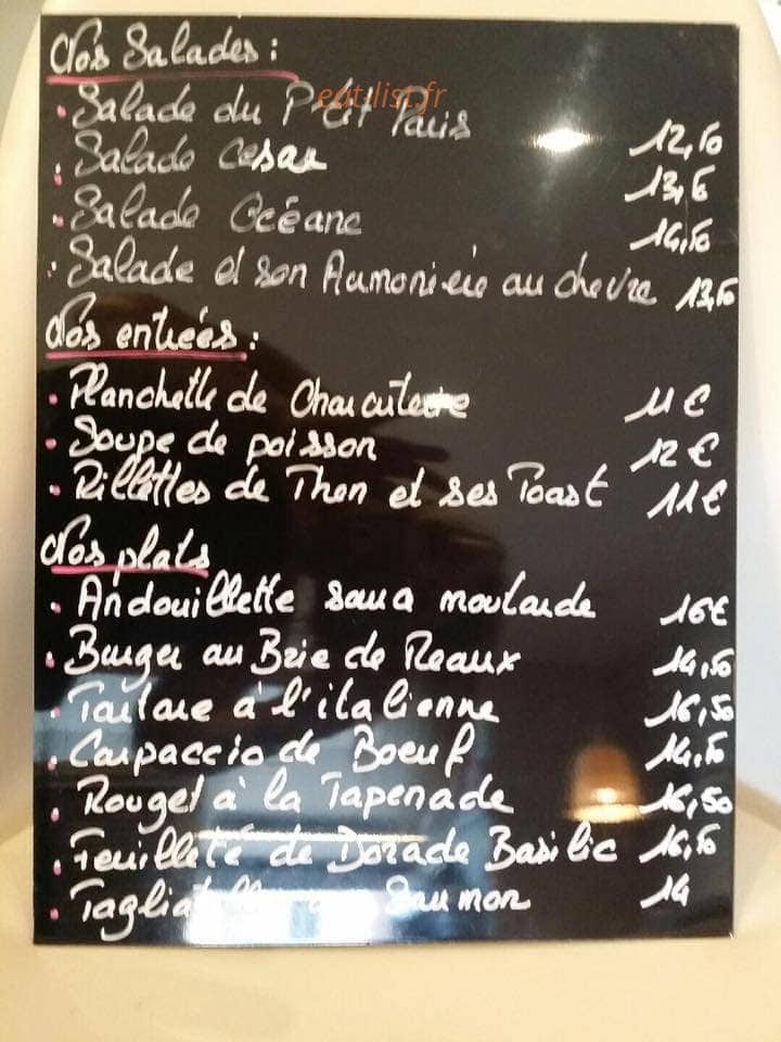 Au P'tit Paris — carte page 1