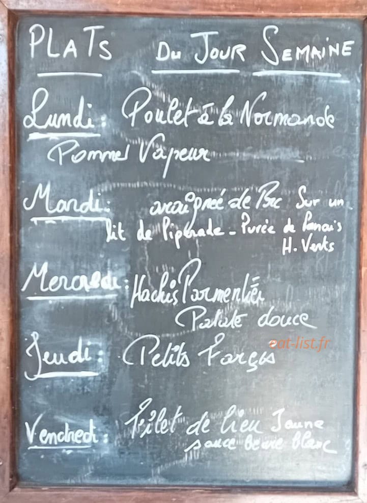 Bar de Valescure — carte page 1