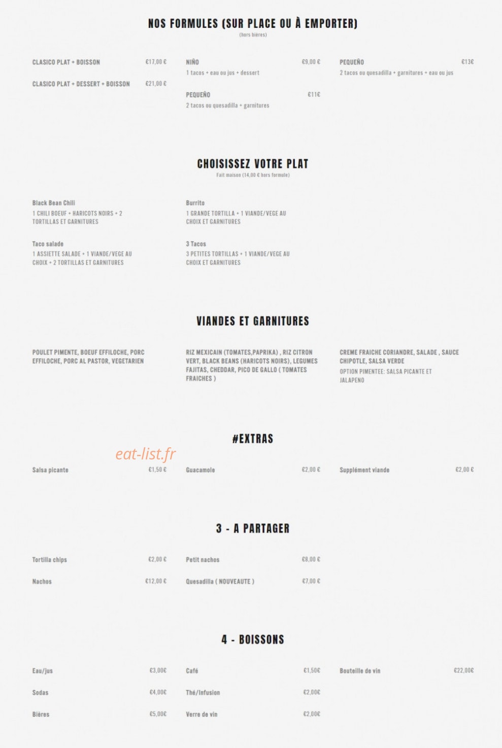 Black Bean Chili — carte page 1