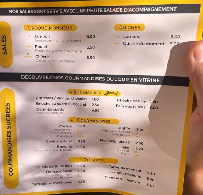 Café Coullet — carte page 1