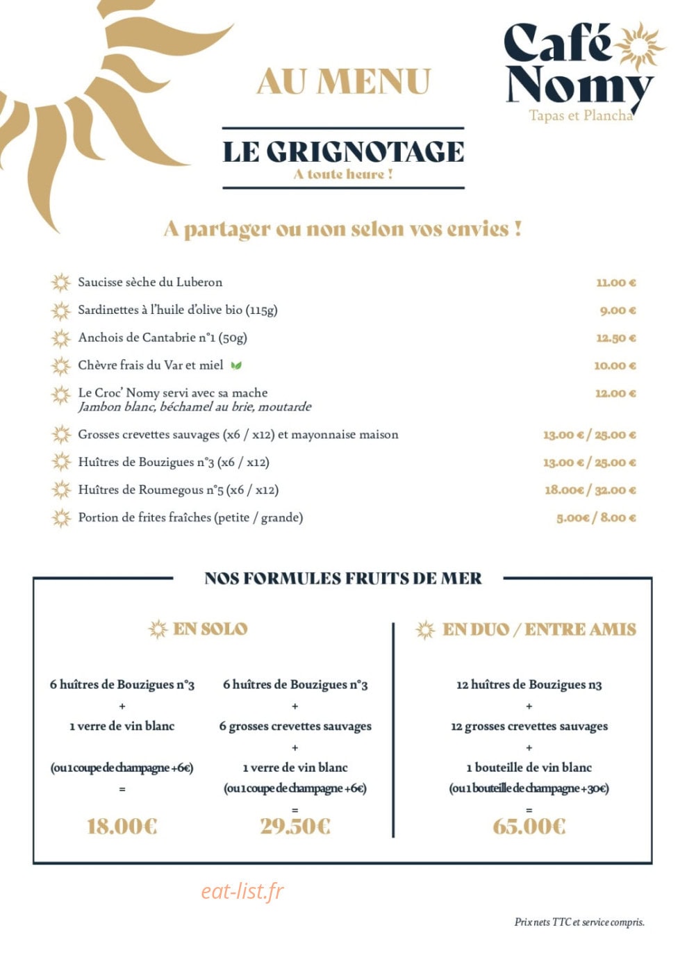 Café Nomy — carte page 1