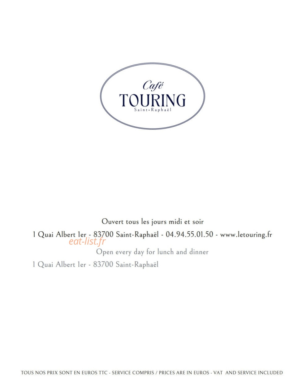 Café Touring — carte page 5