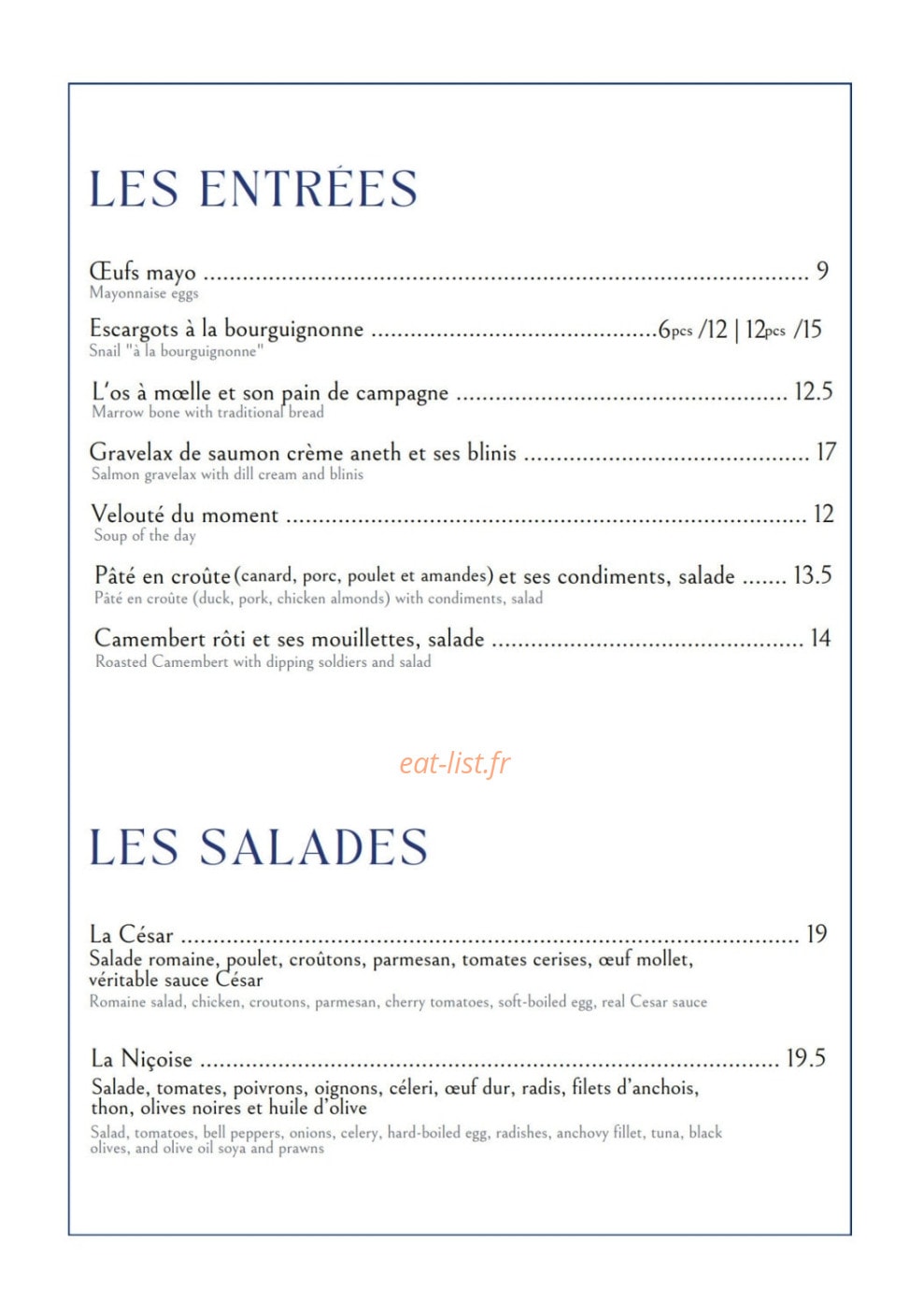 Café Touring — carte page 1