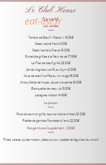 Club House — carte page 2