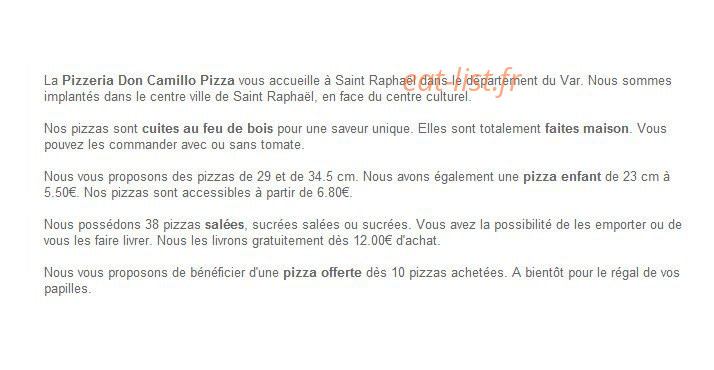 Don Camillo Pizza — carte page 2