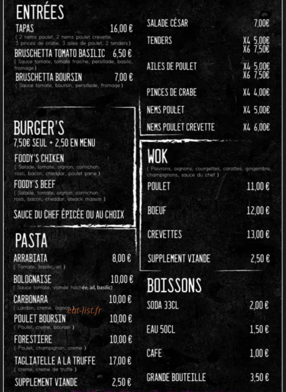 Foody's box — carte page 1