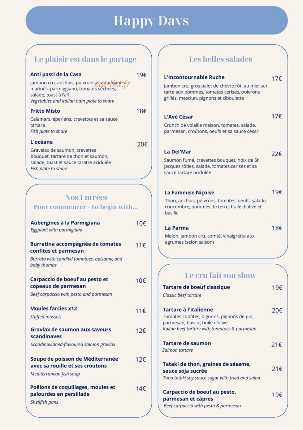 Happy Days Agay — carte page 2