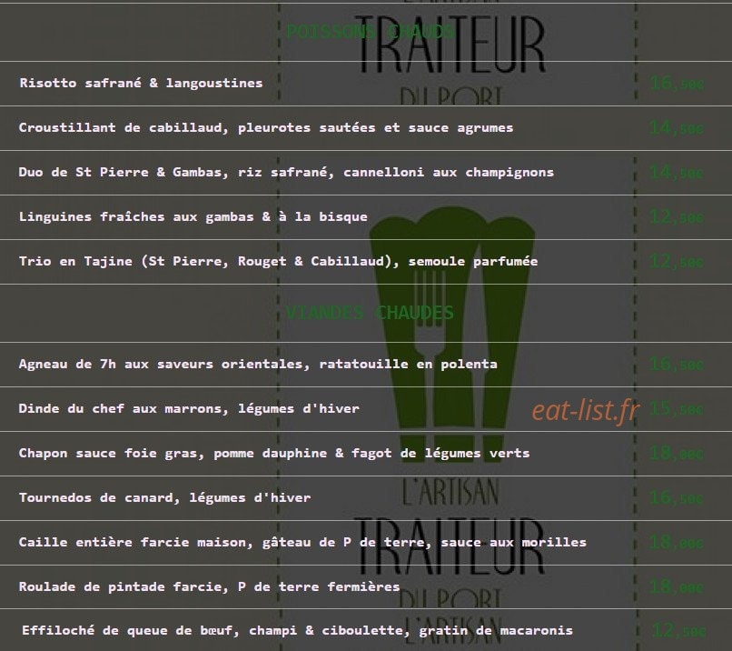 L'artisan traiteur du Port — carte page 7