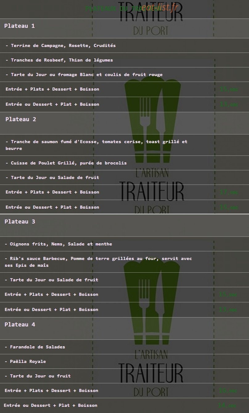 L'artisan traiteur du Port — carte page 3