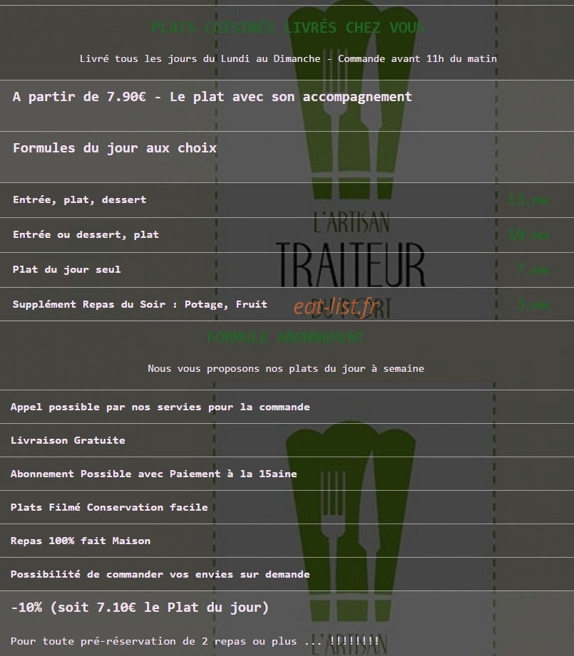 L'artisan traiteur du Port — carte page 2