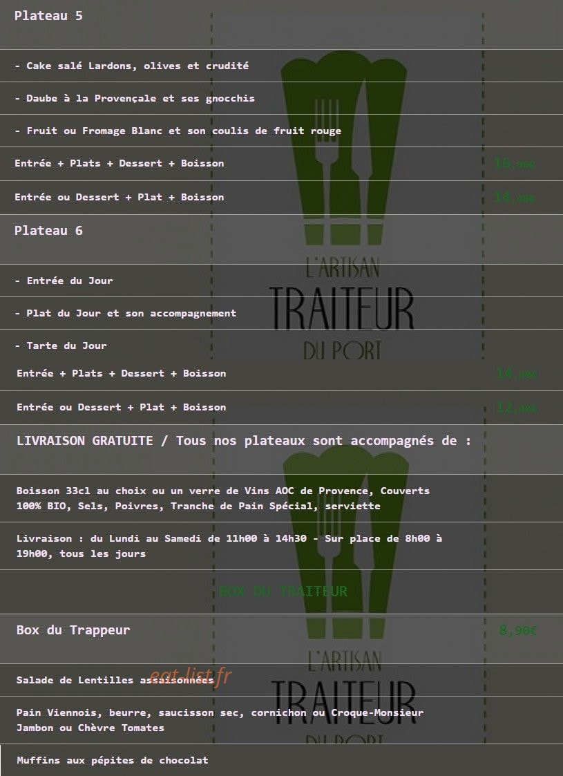L'artisan traiteur du Port — carte page 4