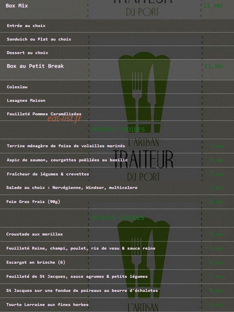 L'artisan traiteur du Port — carte page 6