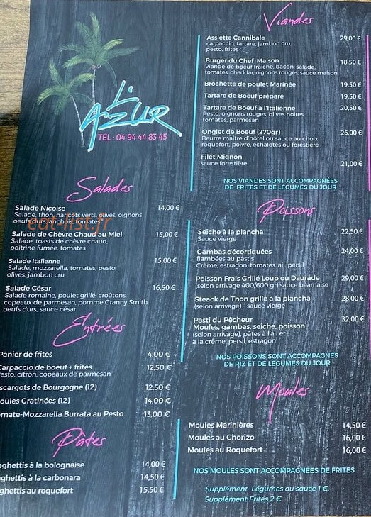 L'azur — carte page 1