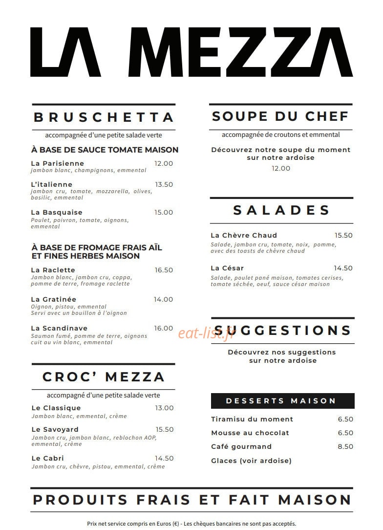 La Mezza — carte page 1