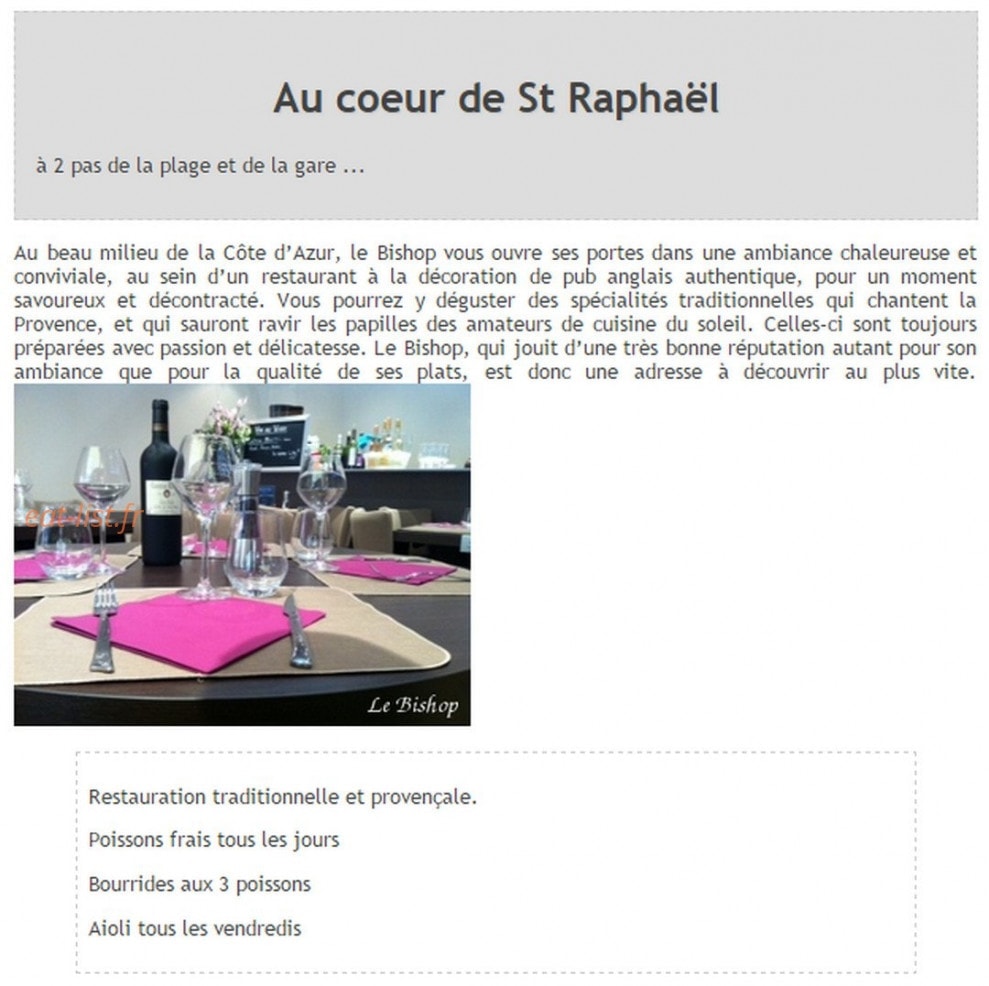 Le Bishop — carte page 1