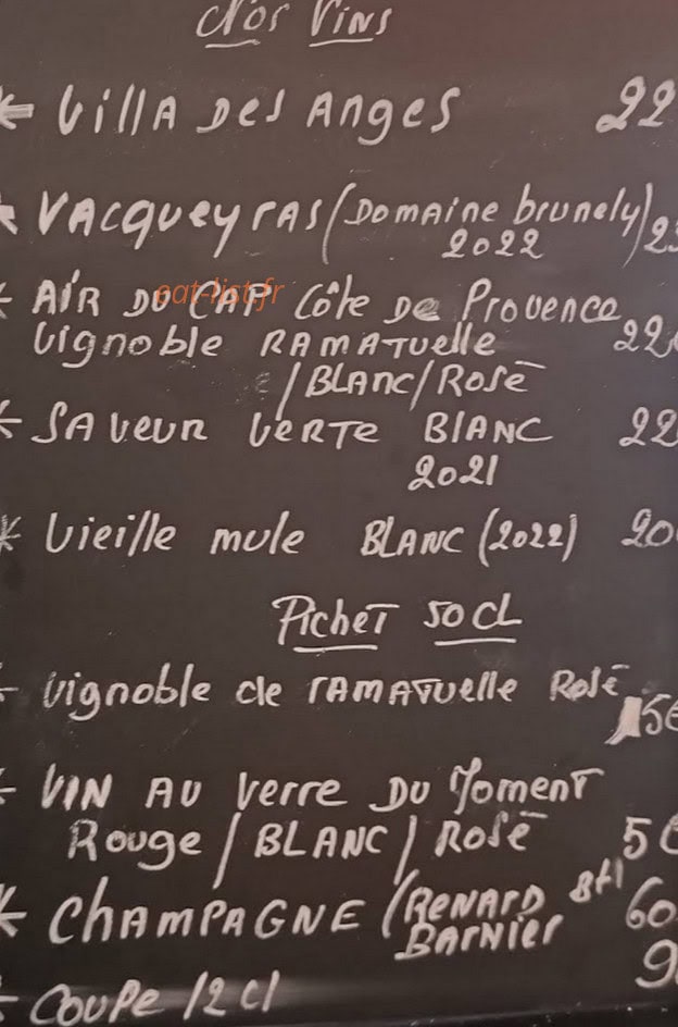 Le bistrot de Paulette — carte page 1