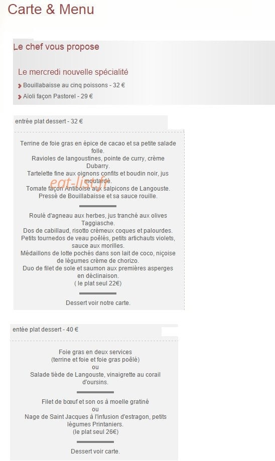 Le Bouchon Provençal — carte page 1
