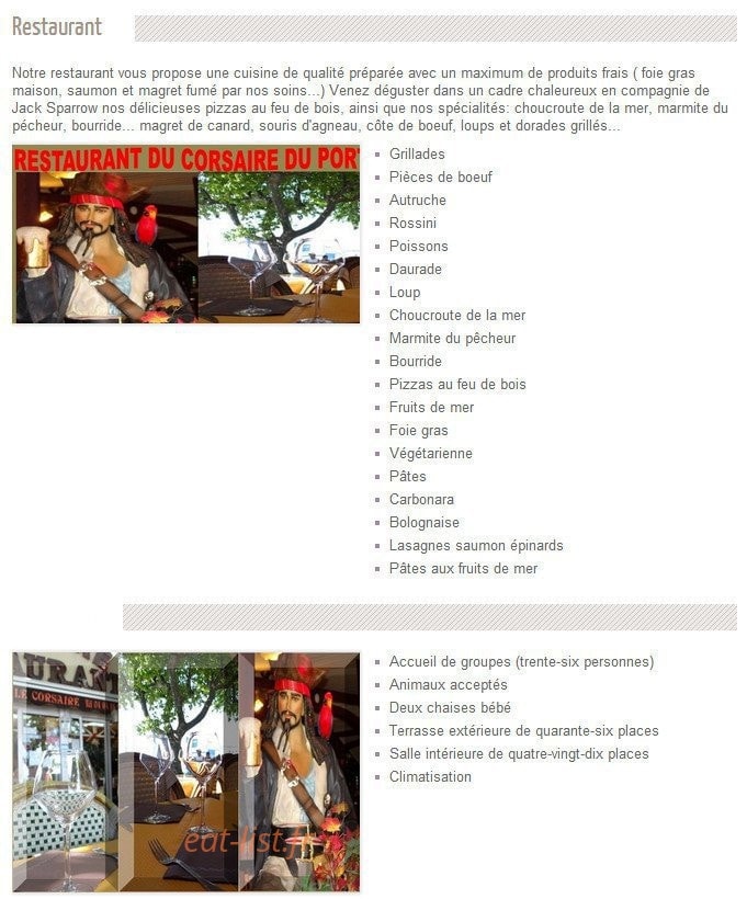 Le Corsaire du Vieux Port — carte page 1