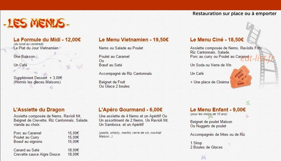 Le Dragon Imperial — carte page 1