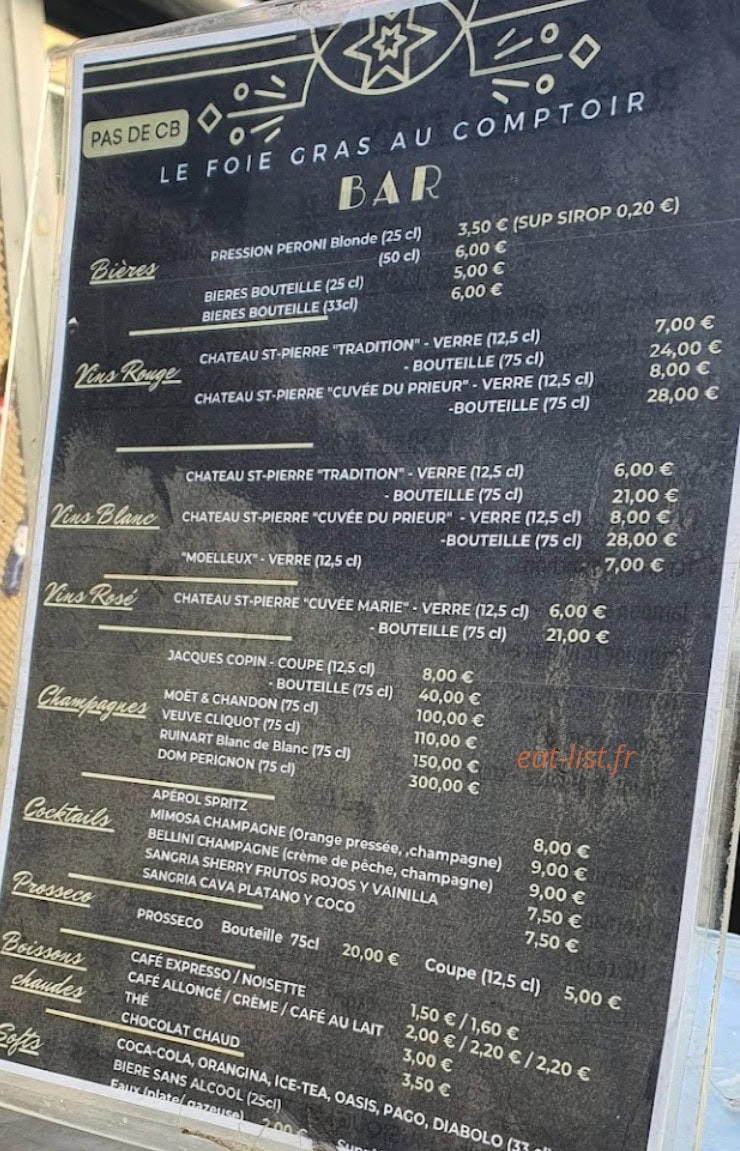Le foie gras au Comptoir — carte page 2