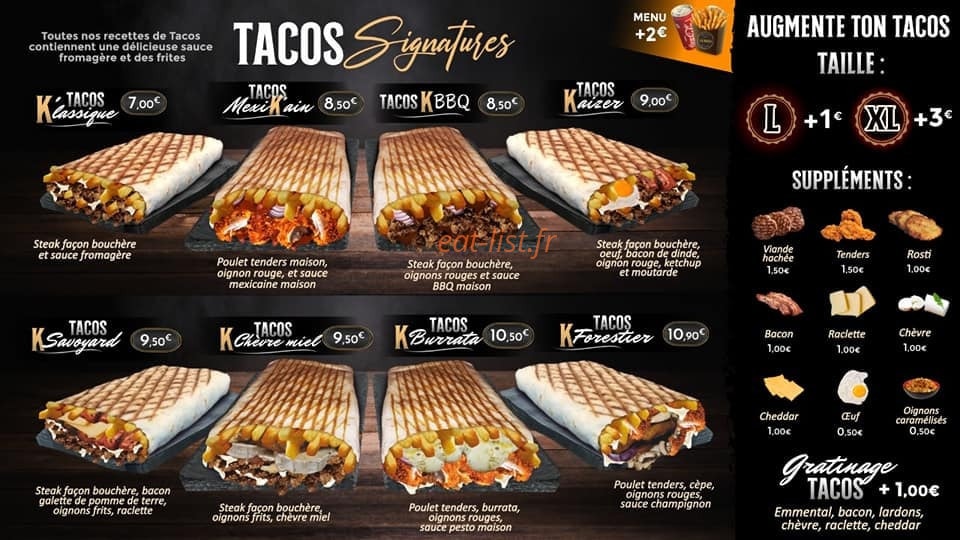 Le K Burger — carte page 2