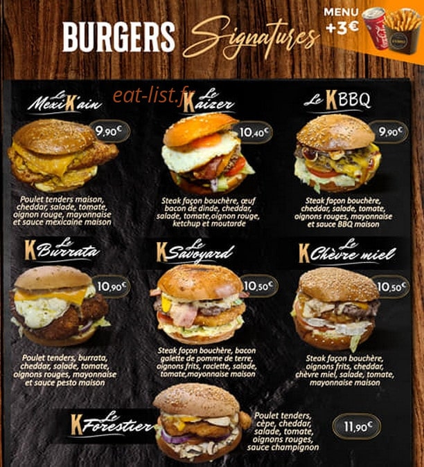 Le K Burger — carte page 4