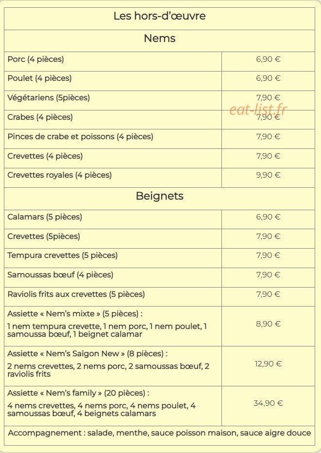 Le Saïgon New — carte page 1