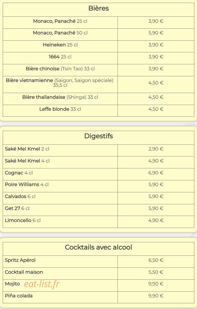 Le Saïgon New — carte page 20