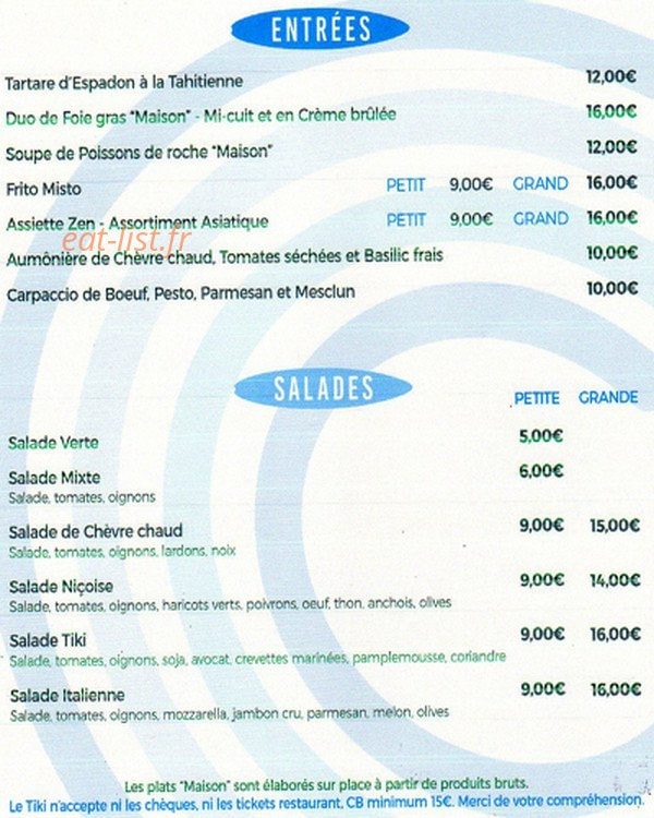 Le Tiki Plage — carte page 1