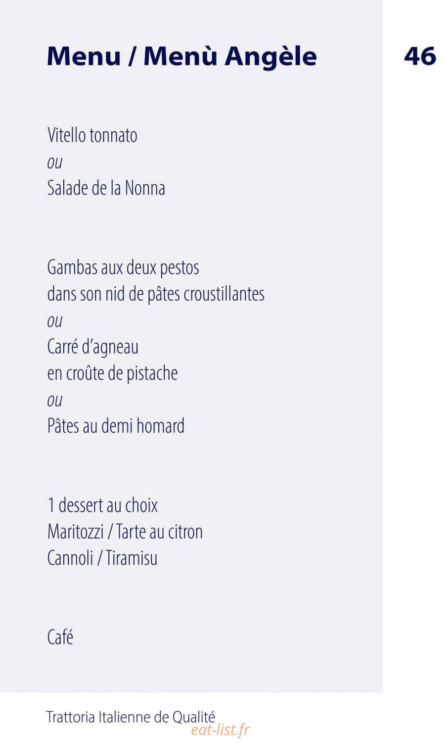 Nonna Trattoria — carte page 4