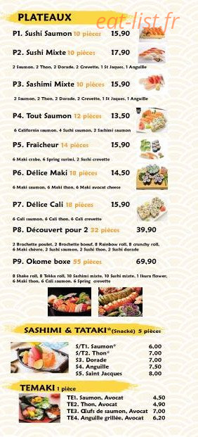 Okome sushi — carte page 2