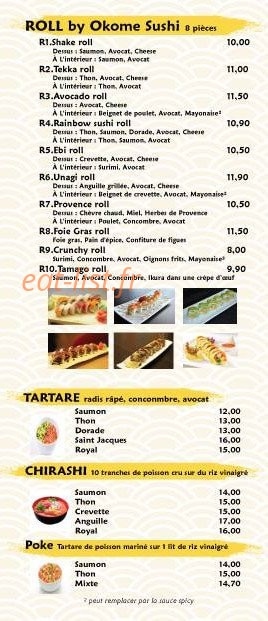 Okome sushi — carte page 3