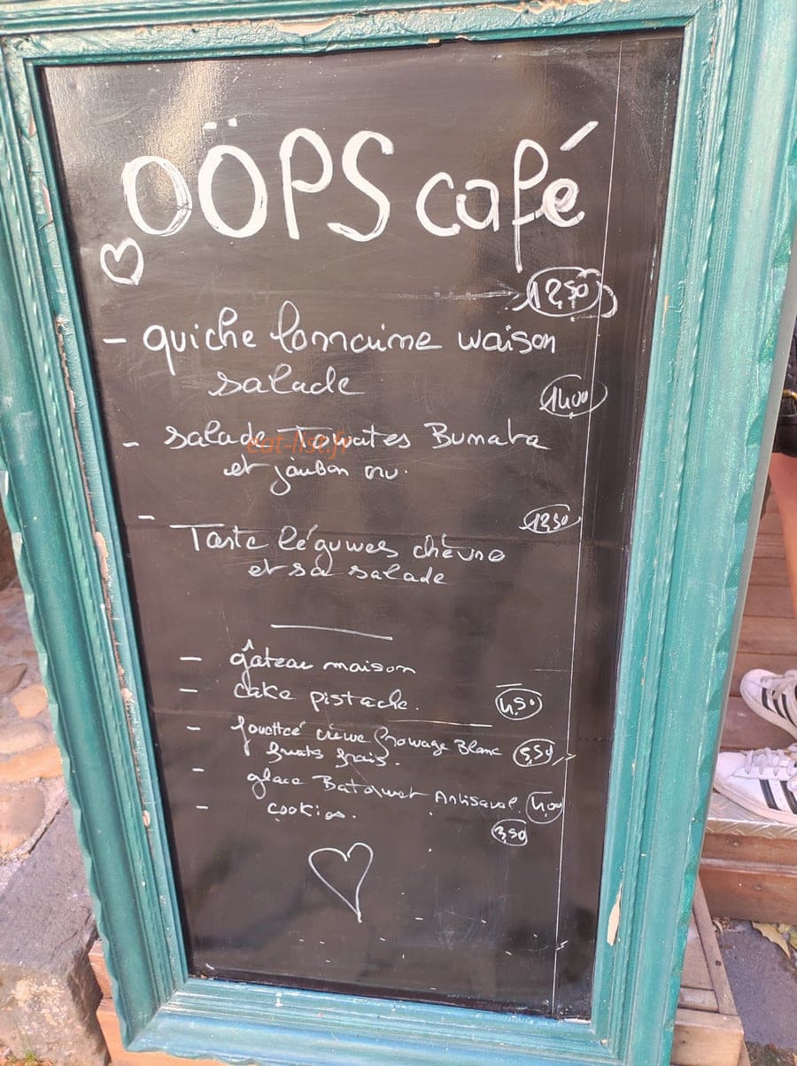 Oops cafe — carte page 1