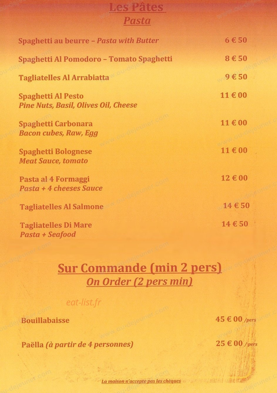 Restaurant Pizzeria Babbo — carte page 3