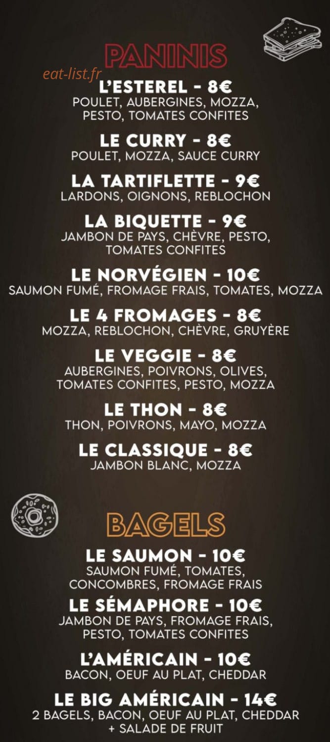 Snack du Parvis — carte page 1