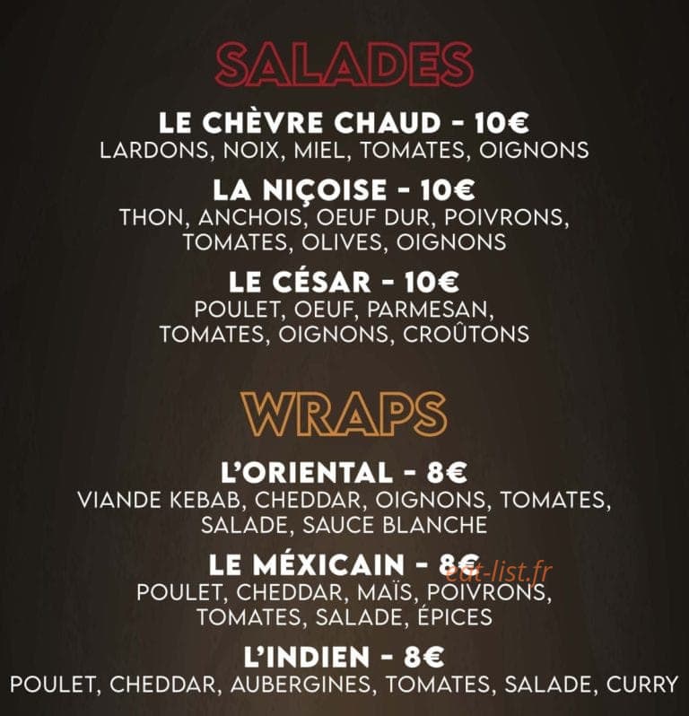 Snack du Parvis — carte page 2