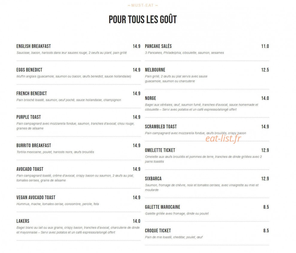 Ticket Brunchouse — carte page 7
